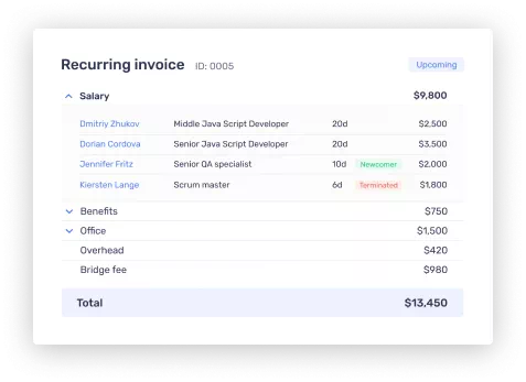 bridgeteams invoice popup
