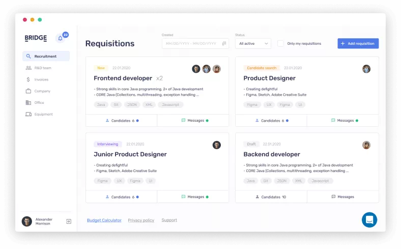 bridgeteams recruitment tab