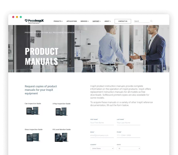 peco-inspx.com product manuals page