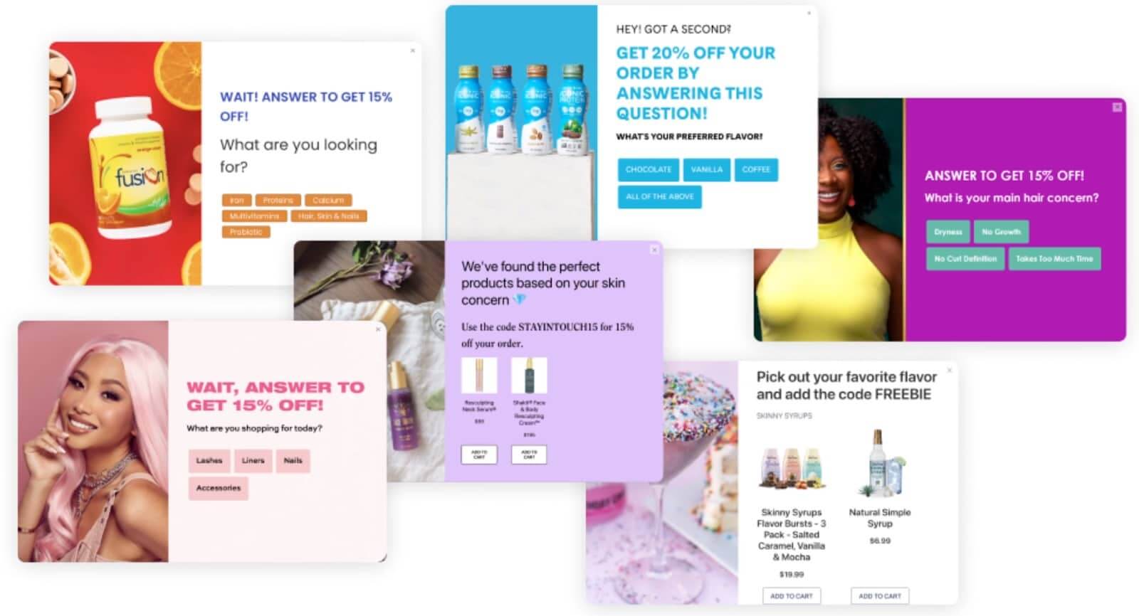 Examples of conversation popups collecting first-party data in shopping apps