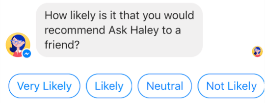 How Ask Haley chatbot asks to send user feedback