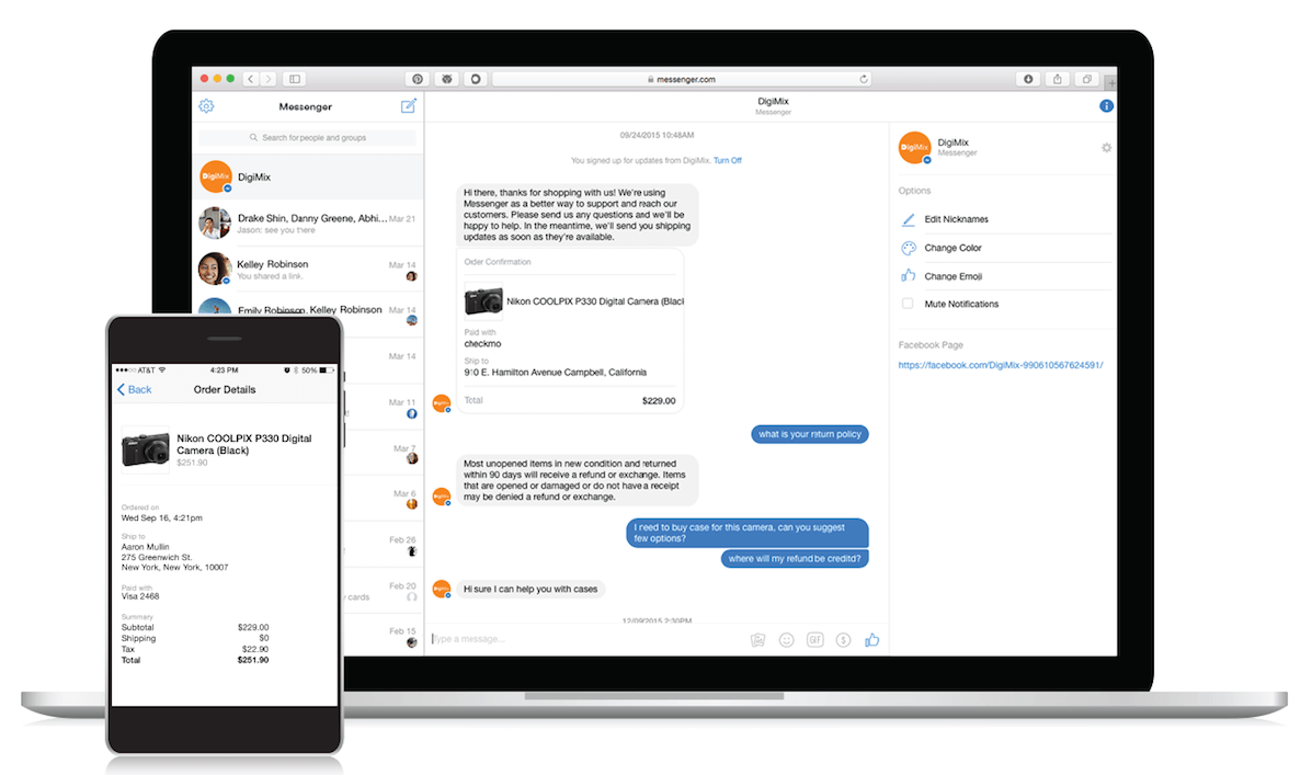 Digimix chatbot on Facebook