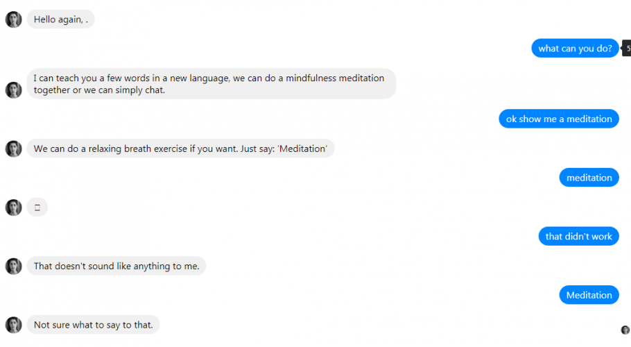 Maditation chatbot on Facebook