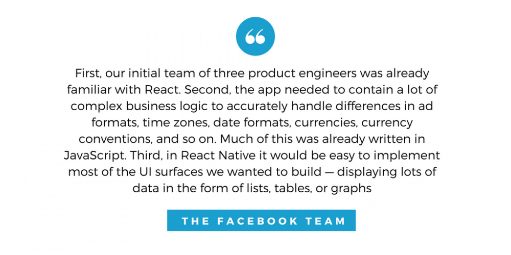 Facebook team quote about React Native