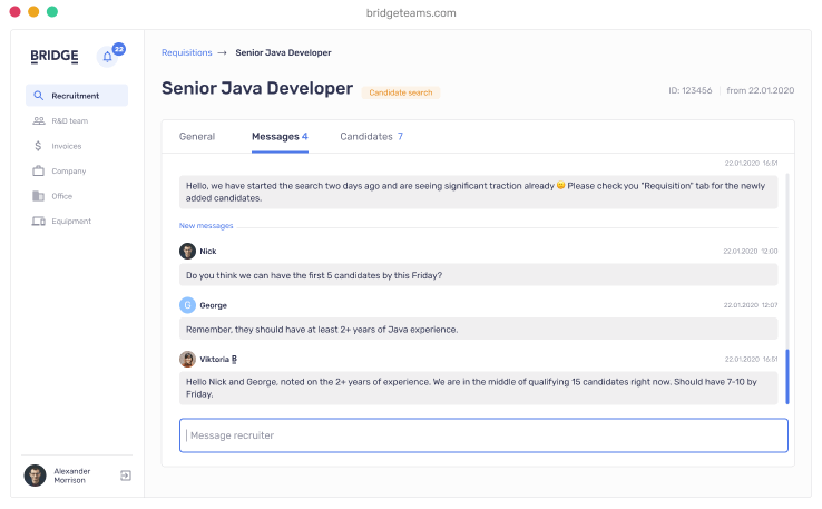 Bridge app chat made using React