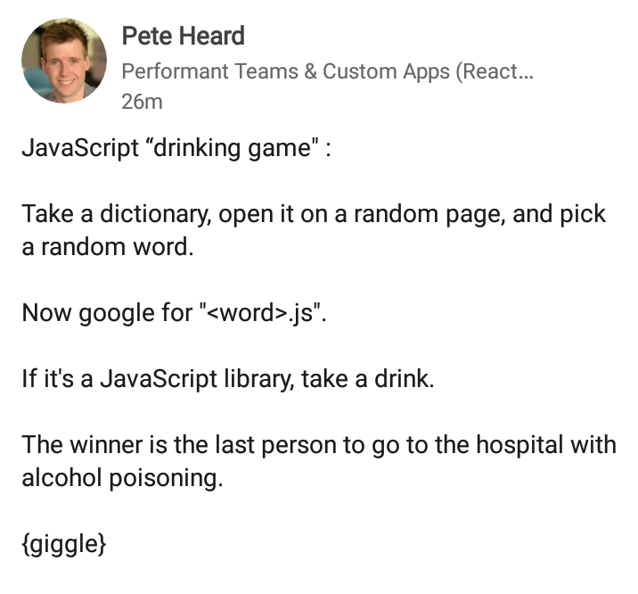 Vue vs React: drinking game with JS library names
