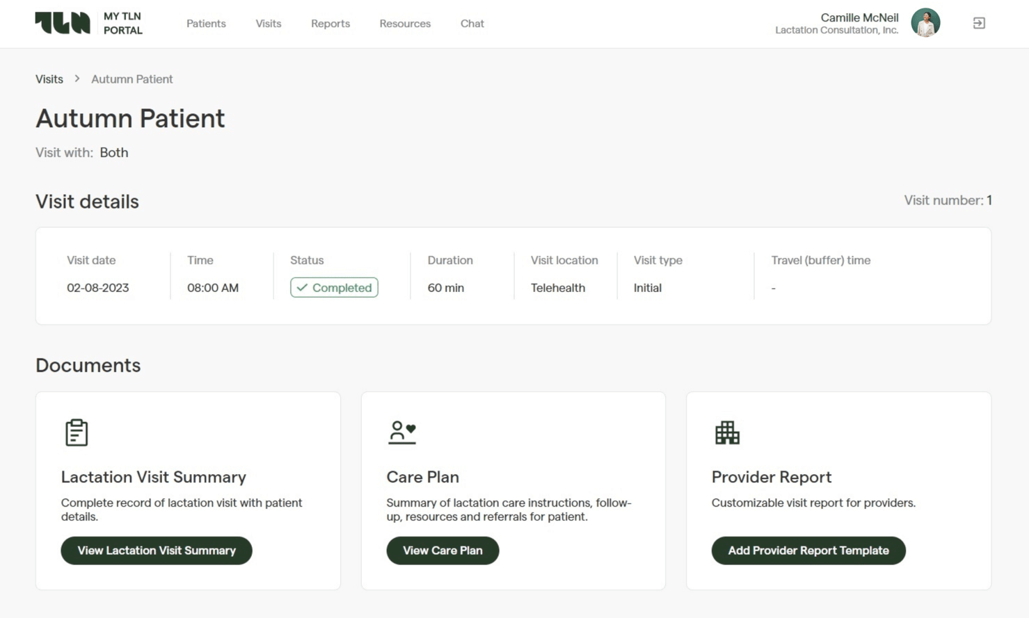 Patient visit reports