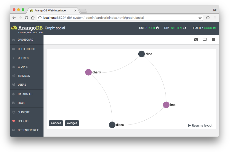 arangodb web interface