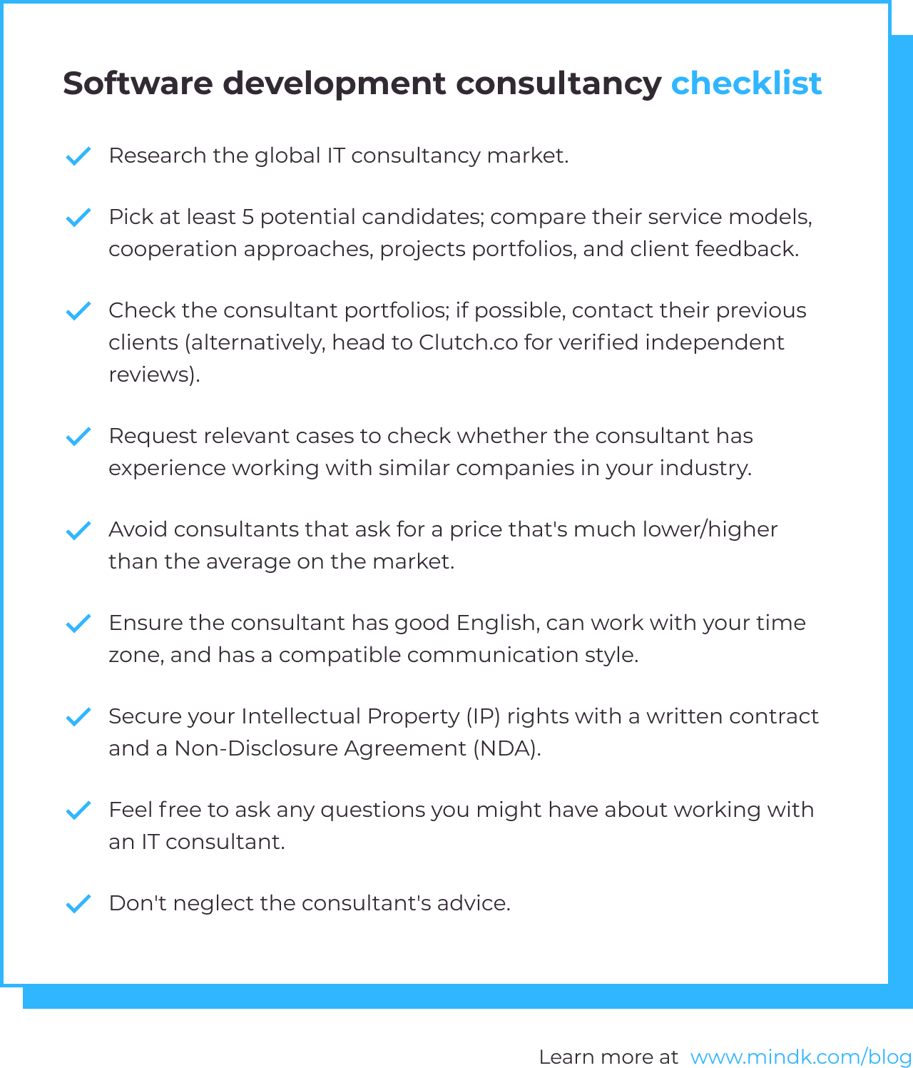 Software development consultant checklist