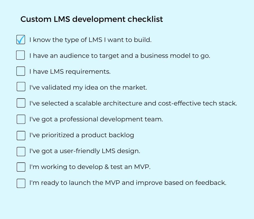 custom LMS development checklist