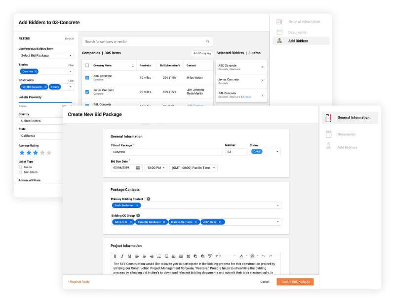 construction bid management 