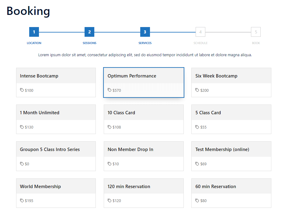 MindBody Booking step 3