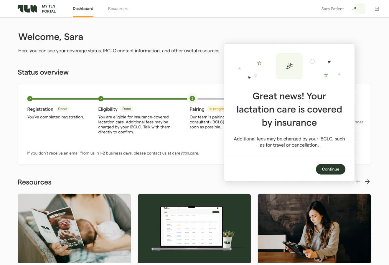 Automated eligibility check in a custom EHR solution for lactation consultants