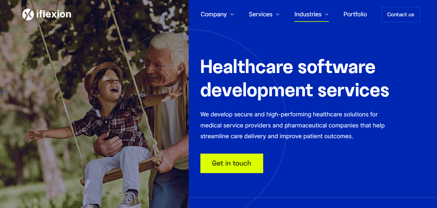 Image showing Iflexion's healthcare software development landing page