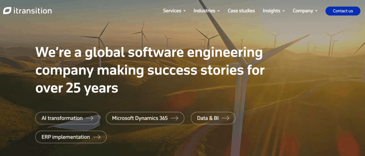 Image showing Itransition's website homepage