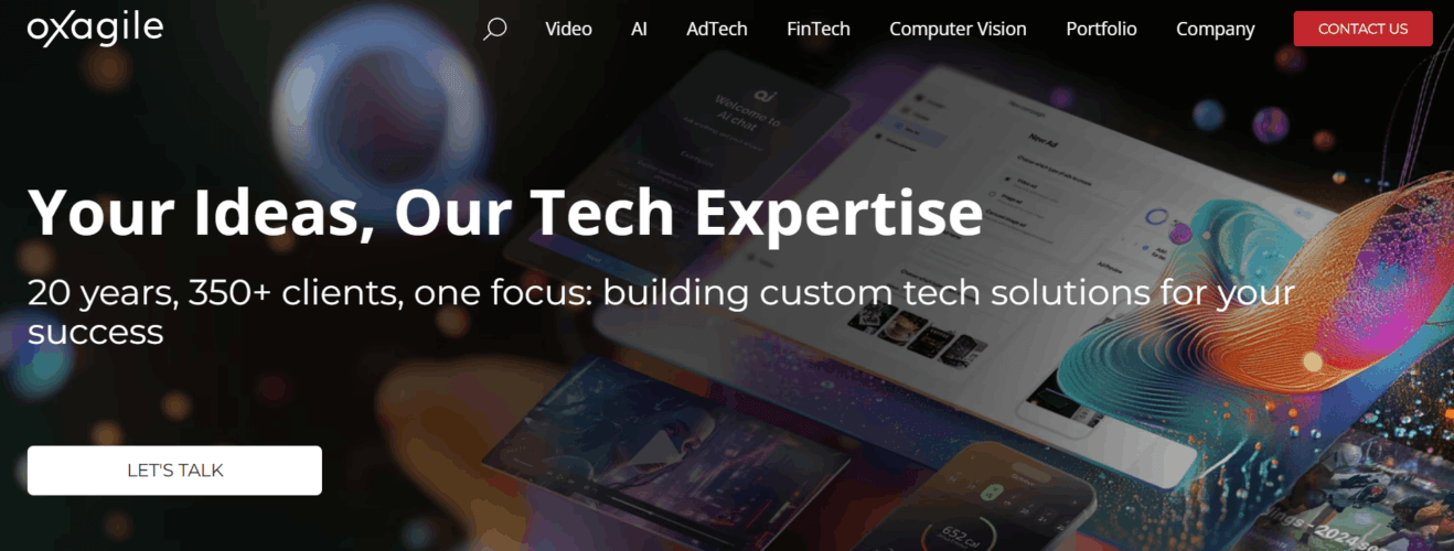 Image showing Oxagile's website homepage