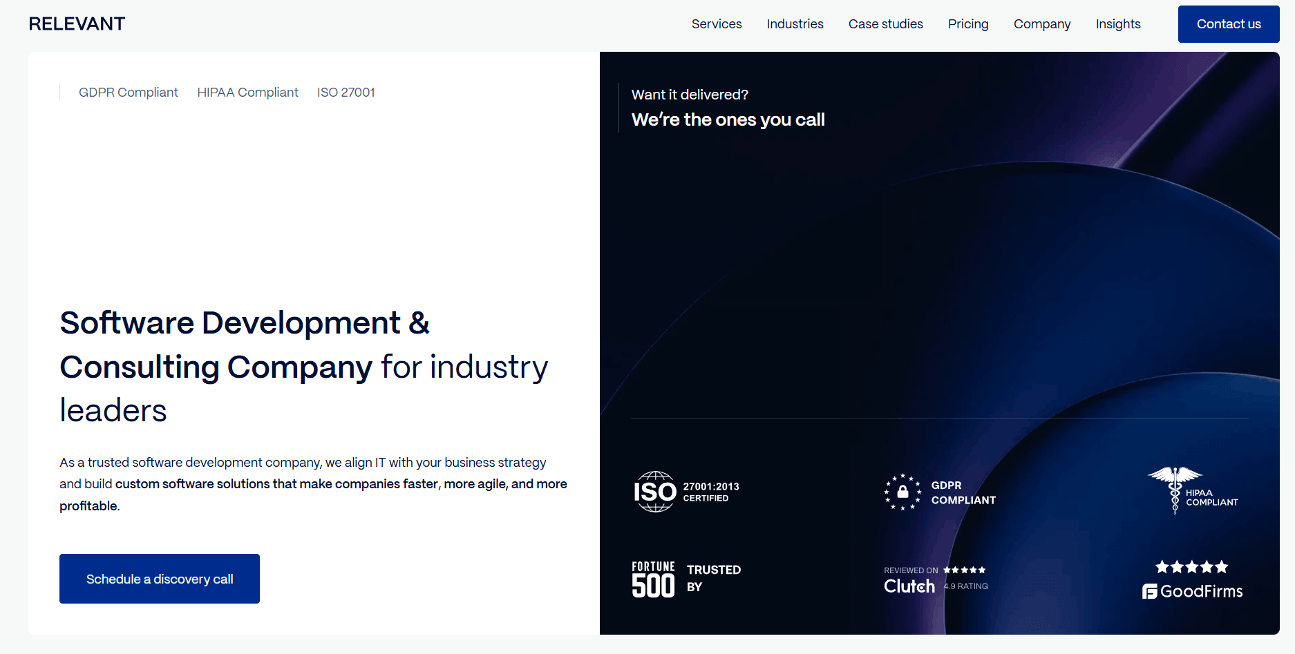 Image showing Relevant Software's website homepage
