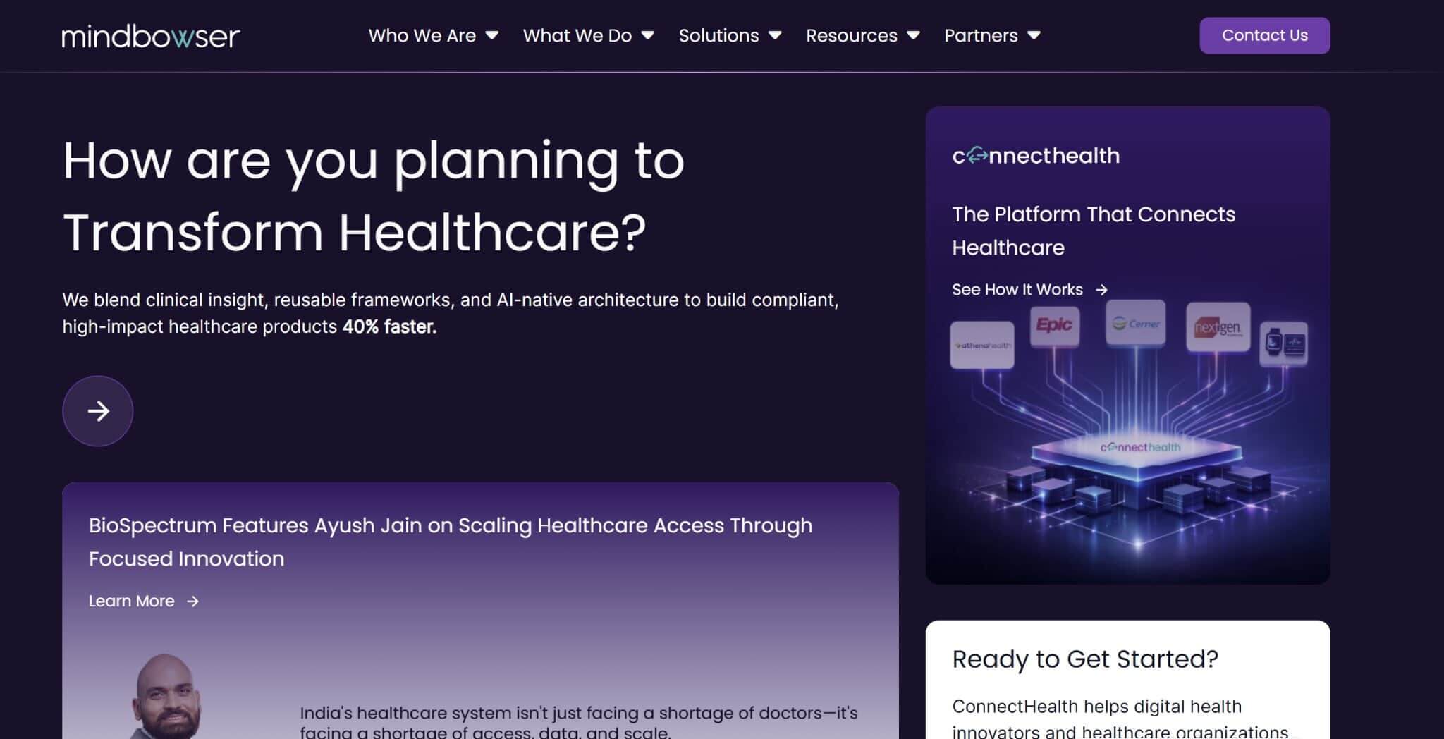 Mindbowser landing page