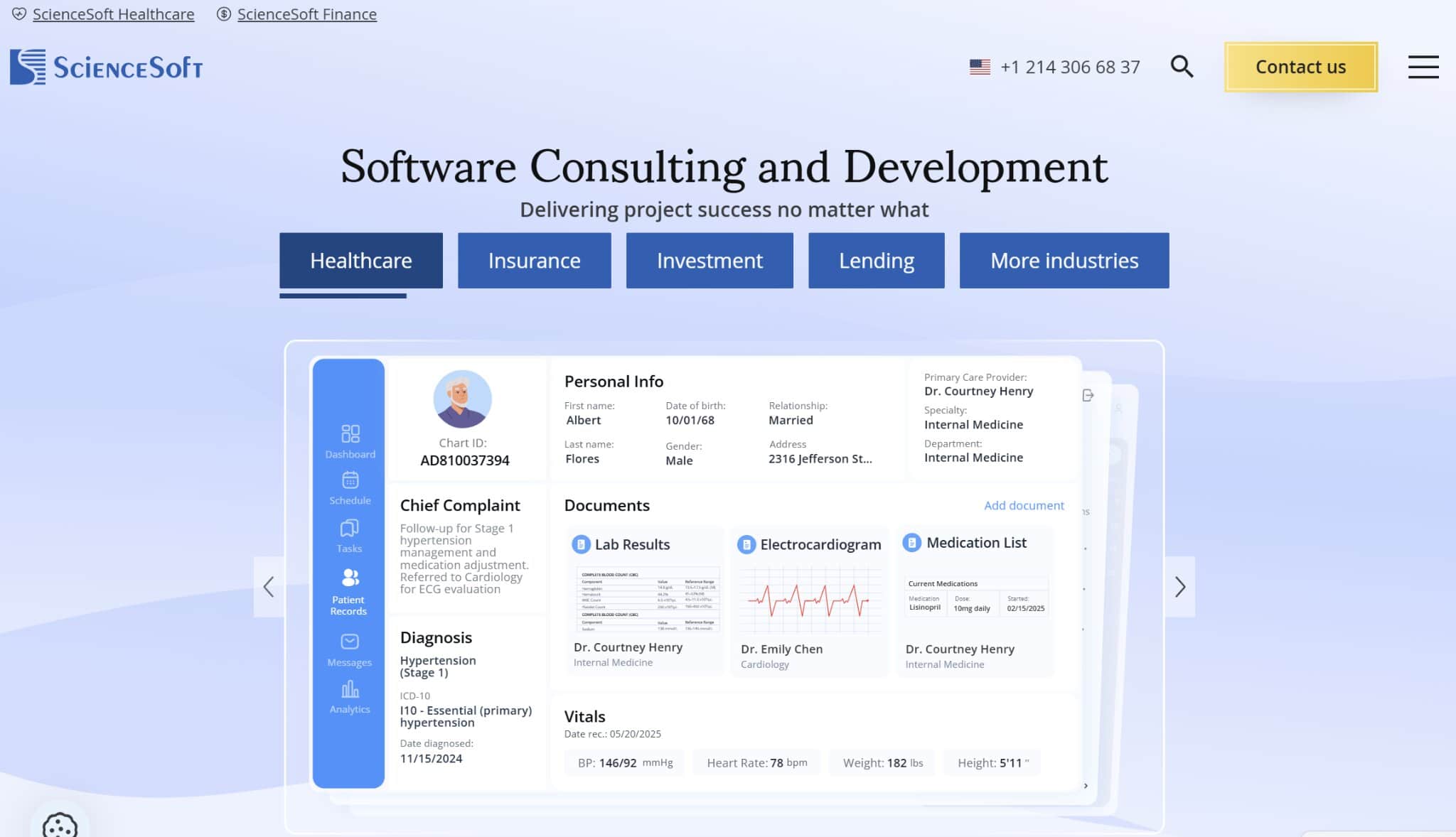 ScienceSoft landing page