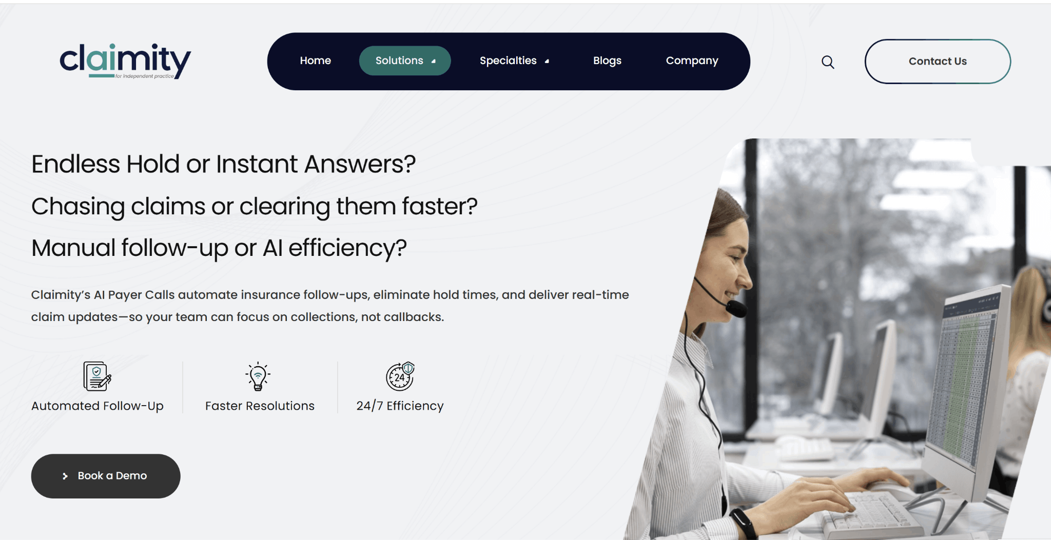 Claimity homepage