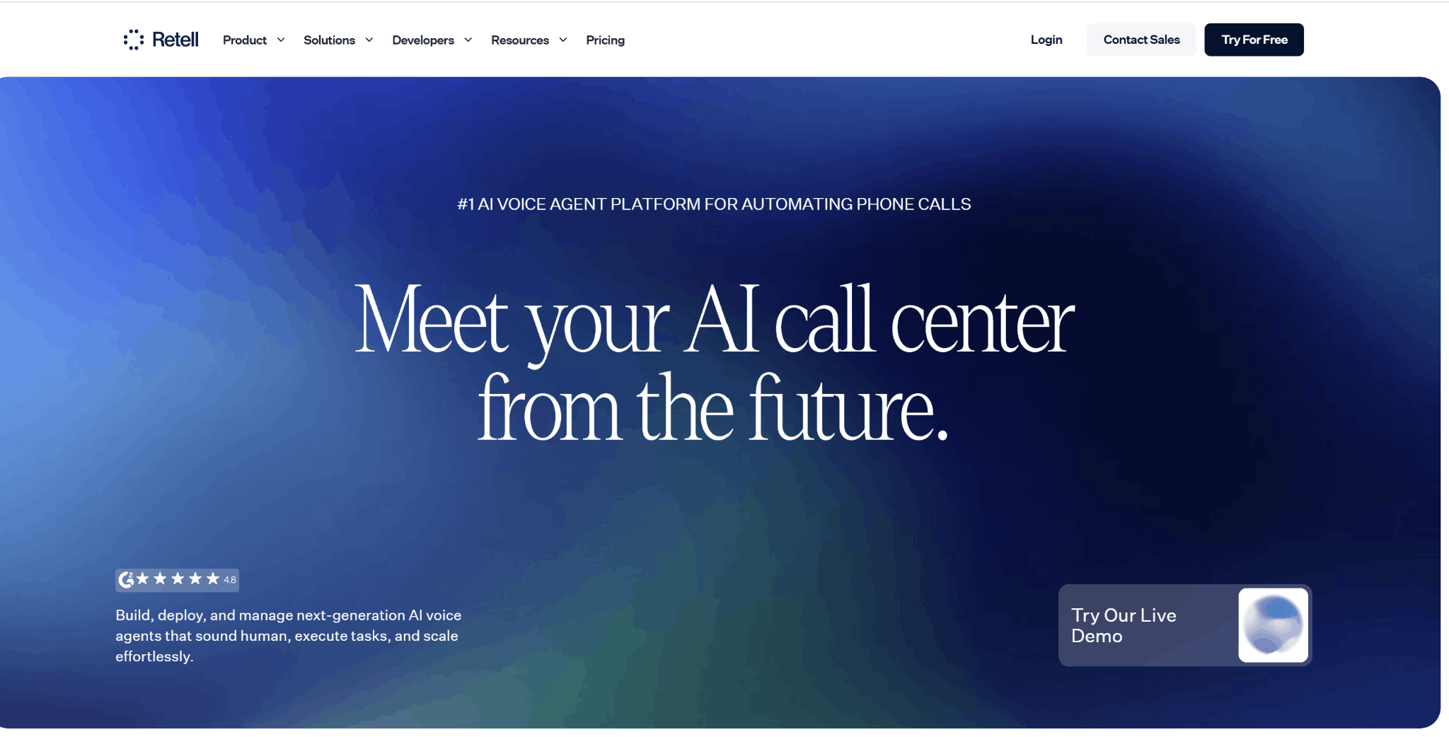retell homepage